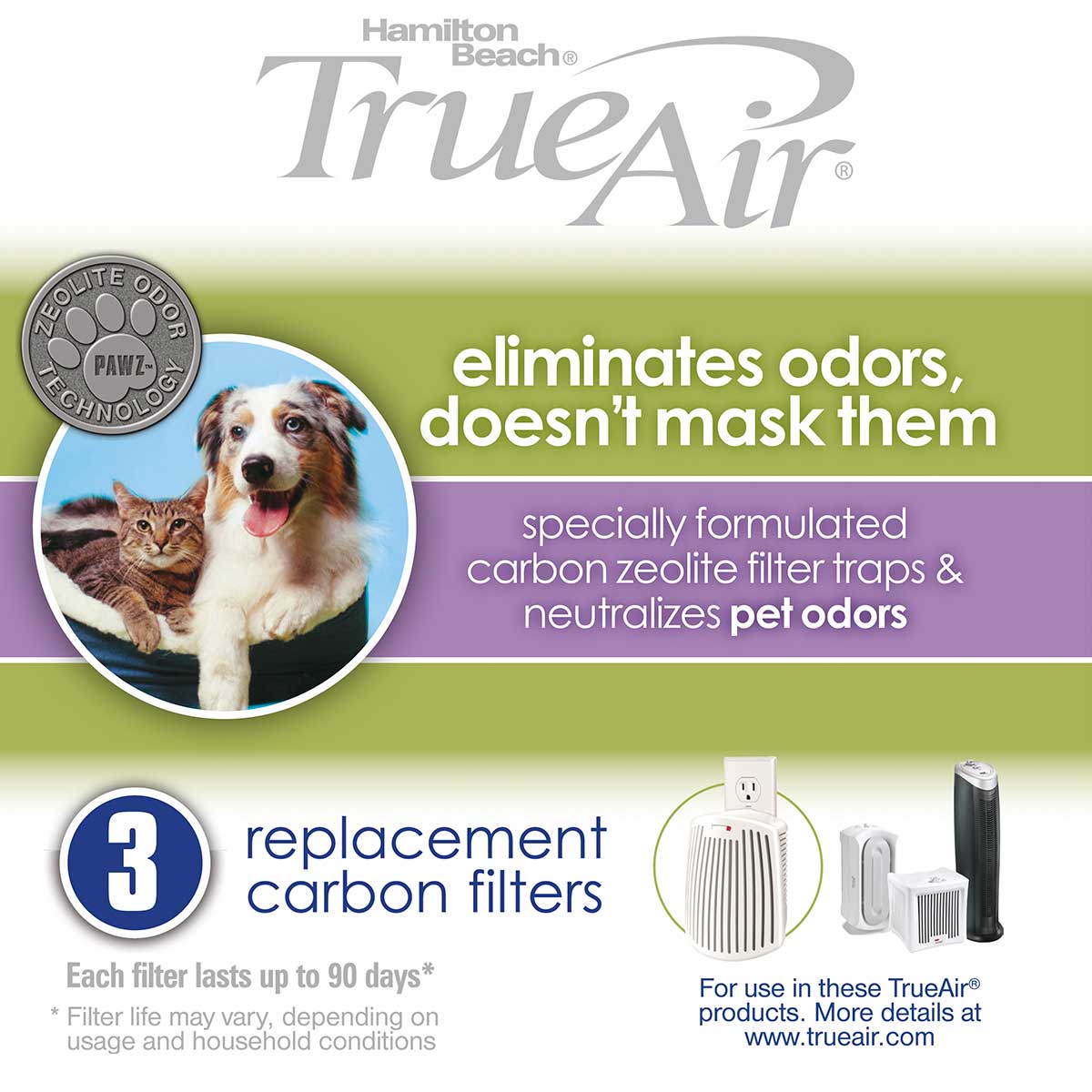 TrueAir® Replacement Air Filters 3-Pack for Pet Odors, (04234G)