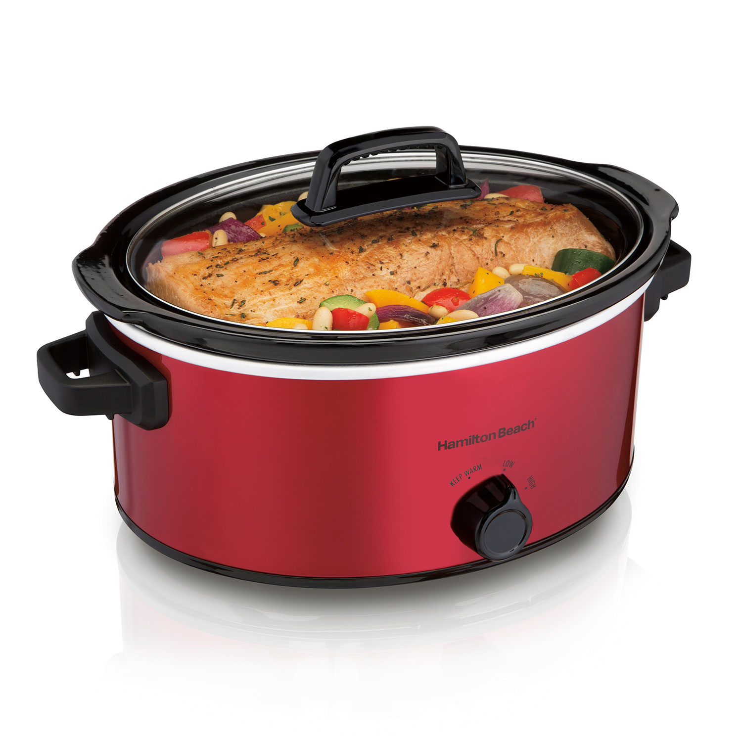 6 Quart Oval Slow Cooker, Red - (33666)