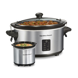 Programmable Stay or Go&reg; Slow Cooker with Party Dipper&trade; Food Warmer, Silver (33677)