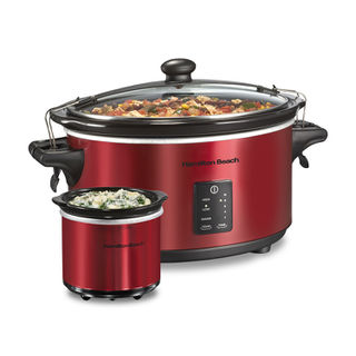 Programmable Stay or Go&reg; Slow Cooker with Party Dipper&trade; Food Warmer, Red (33778)