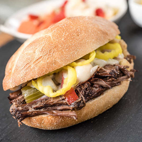 Recipe for Slow Cooker Italian Roast Beef Sandwiches