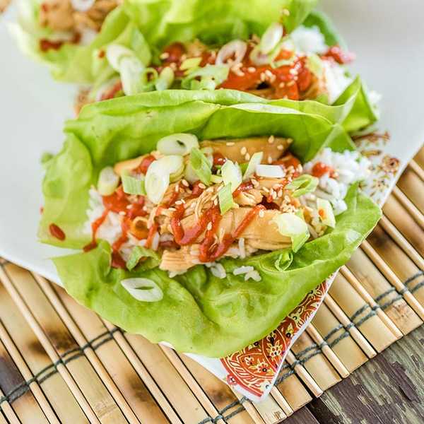 Recipe for Slow Cooker Honey Sesame Chicken Lettuce Wraps