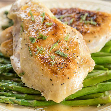 Recipe for Sous Vide Chicken with Asparagus and Brown Butter