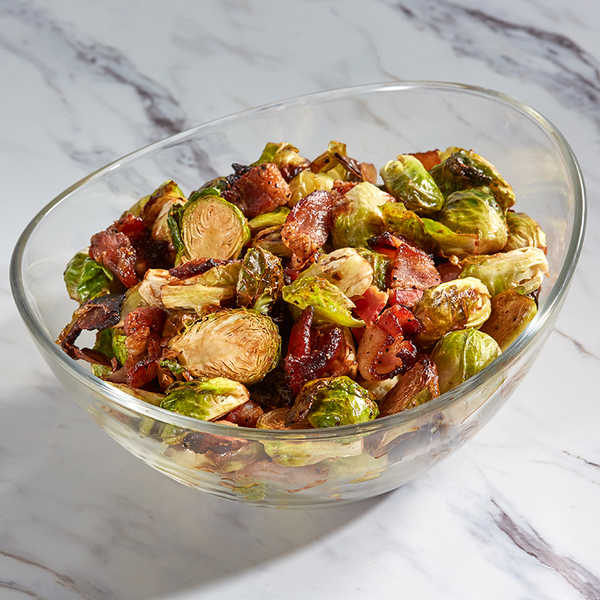 Recipe for Air Fryer Glazed Brussels Sprouts with Bacon