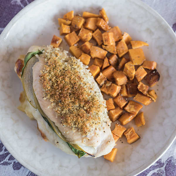 Recipe for Stuffed Dijon Chicken Sheet Pan Supper  