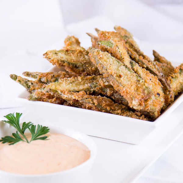 Recipe for Fried Okra with Smoky Dipping Sauce