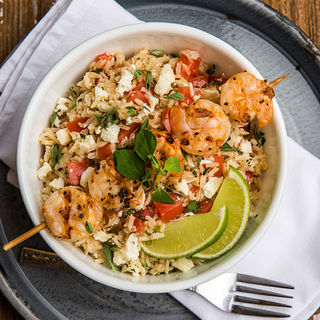  Recipe for Grilled Shrimp With Herbed Feta Cheese and Brown Basmati Rice