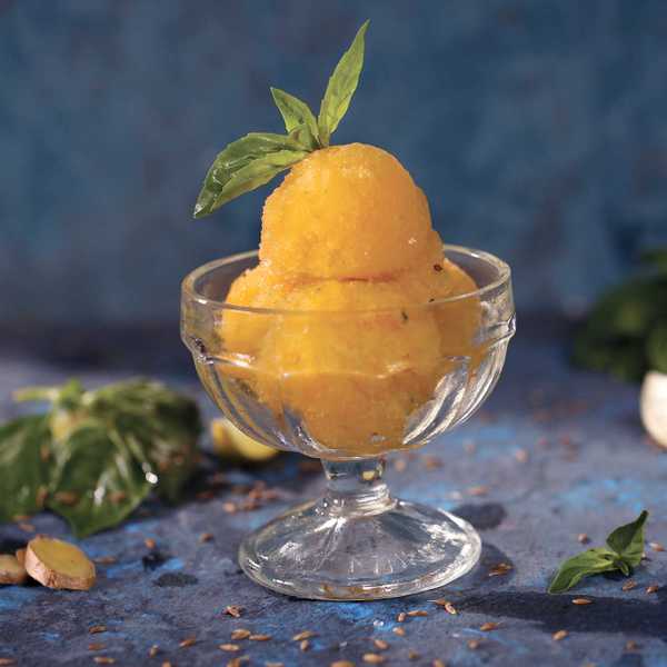 Recipe for Mango Ginger Basil Granita