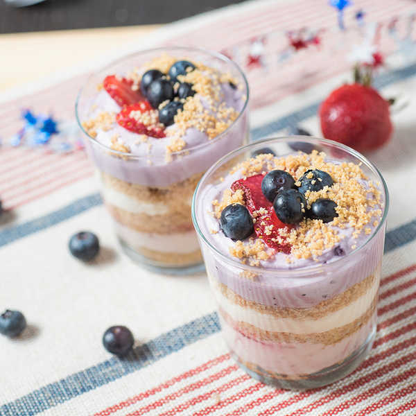 Recipe for No Bake Cheesecake Red, White and Blue Dessert