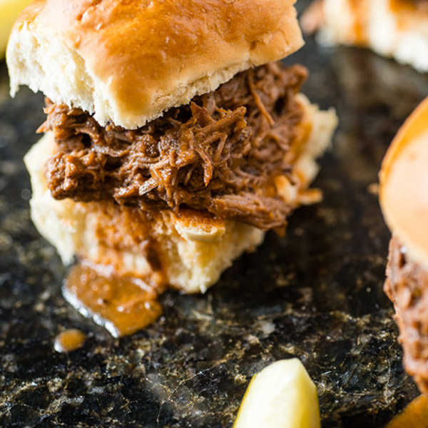Recipe for Slow Cooker Shredded Beef Sloppy Joes for 4 Qt. Slow Cooker