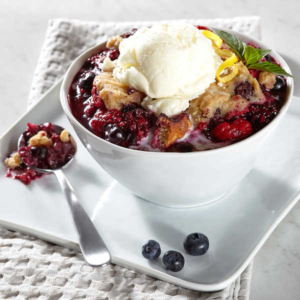 Recipe for Slow Cooker Lemon Triple Berry Cobbler