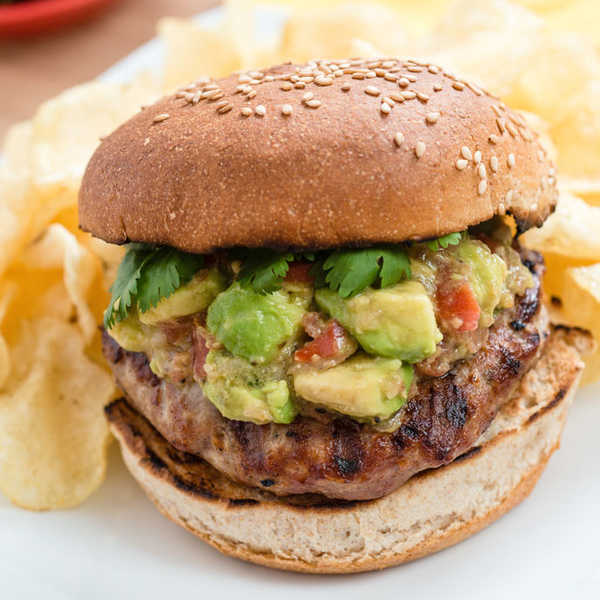 Recipe for Spicy Turkey Burgers with Avocado and Shallot Relish