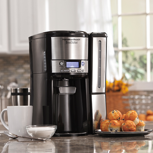 BrewStation coffee maker sitting on a kitchen counter