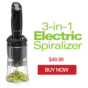 HAMILTON BEACH 3-IN-1 SPIRALIZER 2 SPEED ELECTRIC VEGETABLE SLICER EBOOK  RECIPIE