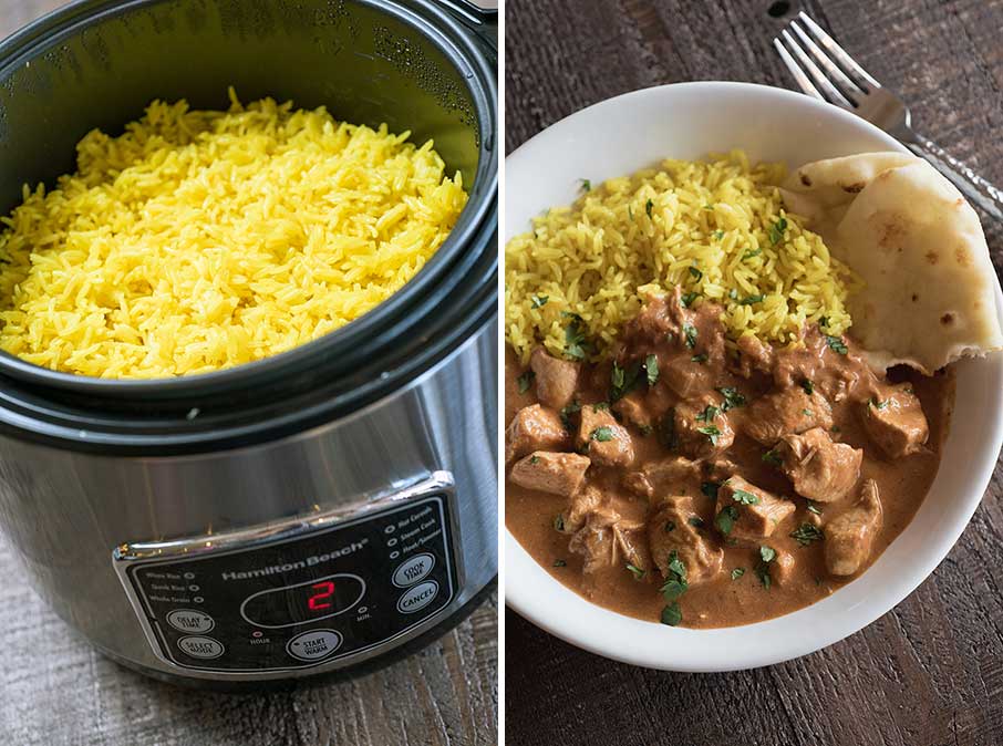 rice cooker with turmeric rice