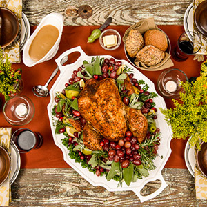 thanksgiving turkey on a seasonally set table