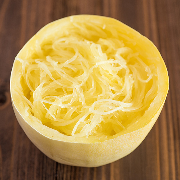 spaghetti squash on a wooden table