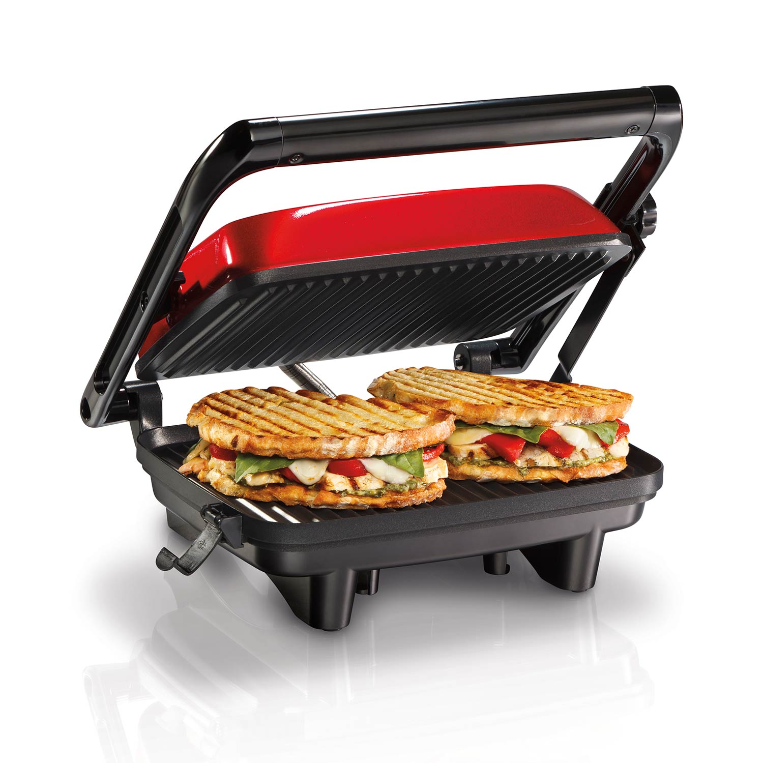 Panini Press Gourmet Sandwich Maker with Locking Lid Red (25462Z)