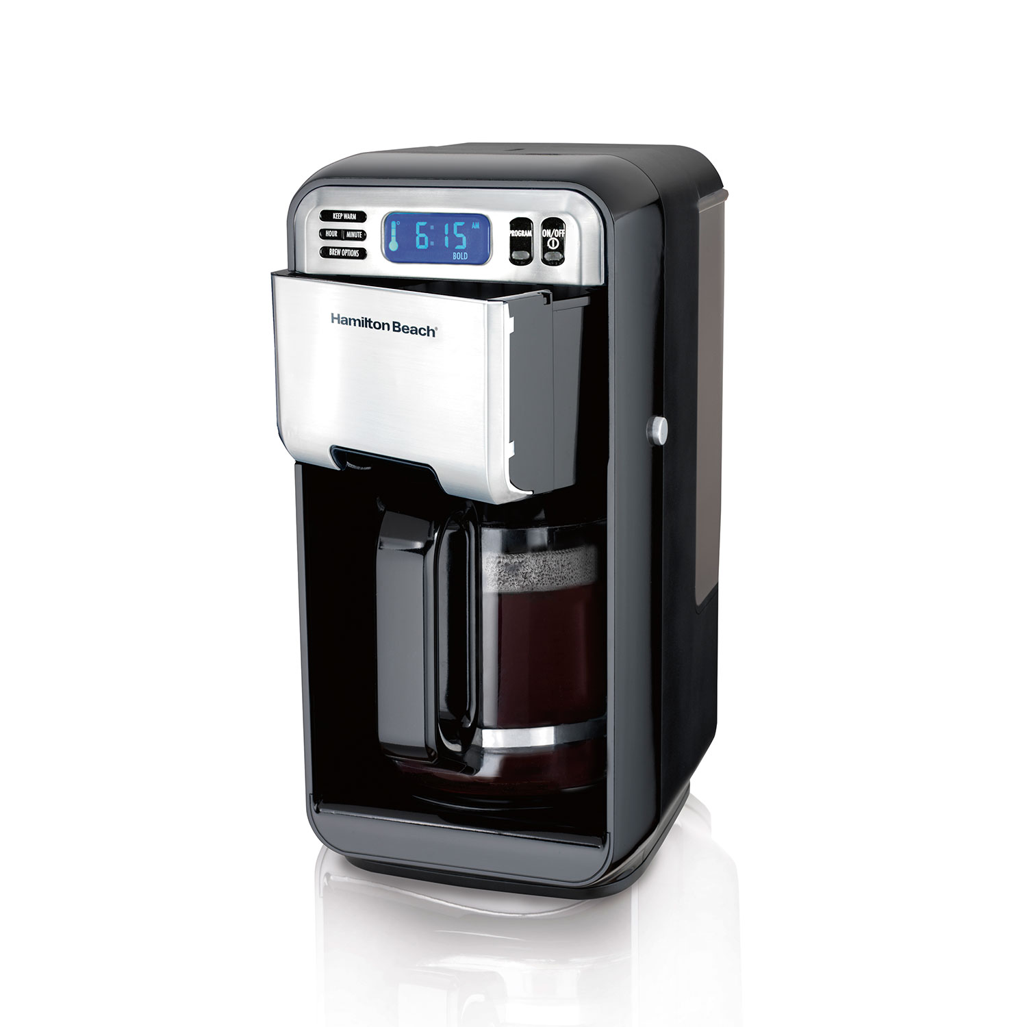 12 Cup Programmable Coffee Maker with FrontFill<sup>®</sup> Black & Stainless (46205)