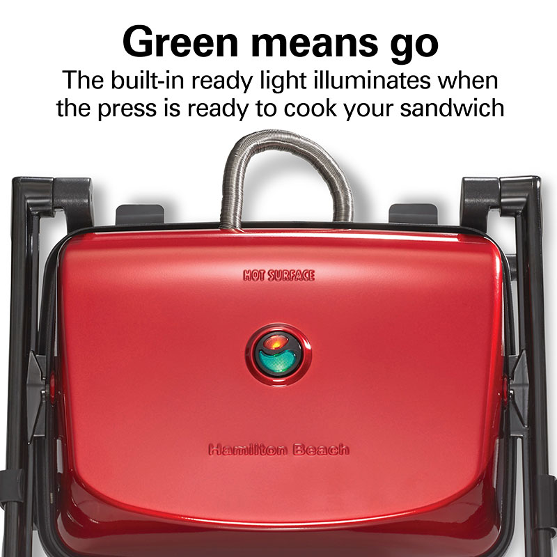 Hamilton Beach Panini Press Gourmet Sandwich Maker with Locking Lid Red -  25462Z