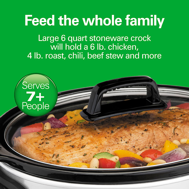 Hamilton Beach 6-Quart Black Oval Slow Cooker with Handles, Stay or Go,  Lockable, Removable Liner, Bundle with The 150 Best Slow Cooker Recipes  Cookbook in the Slow Cookers department at