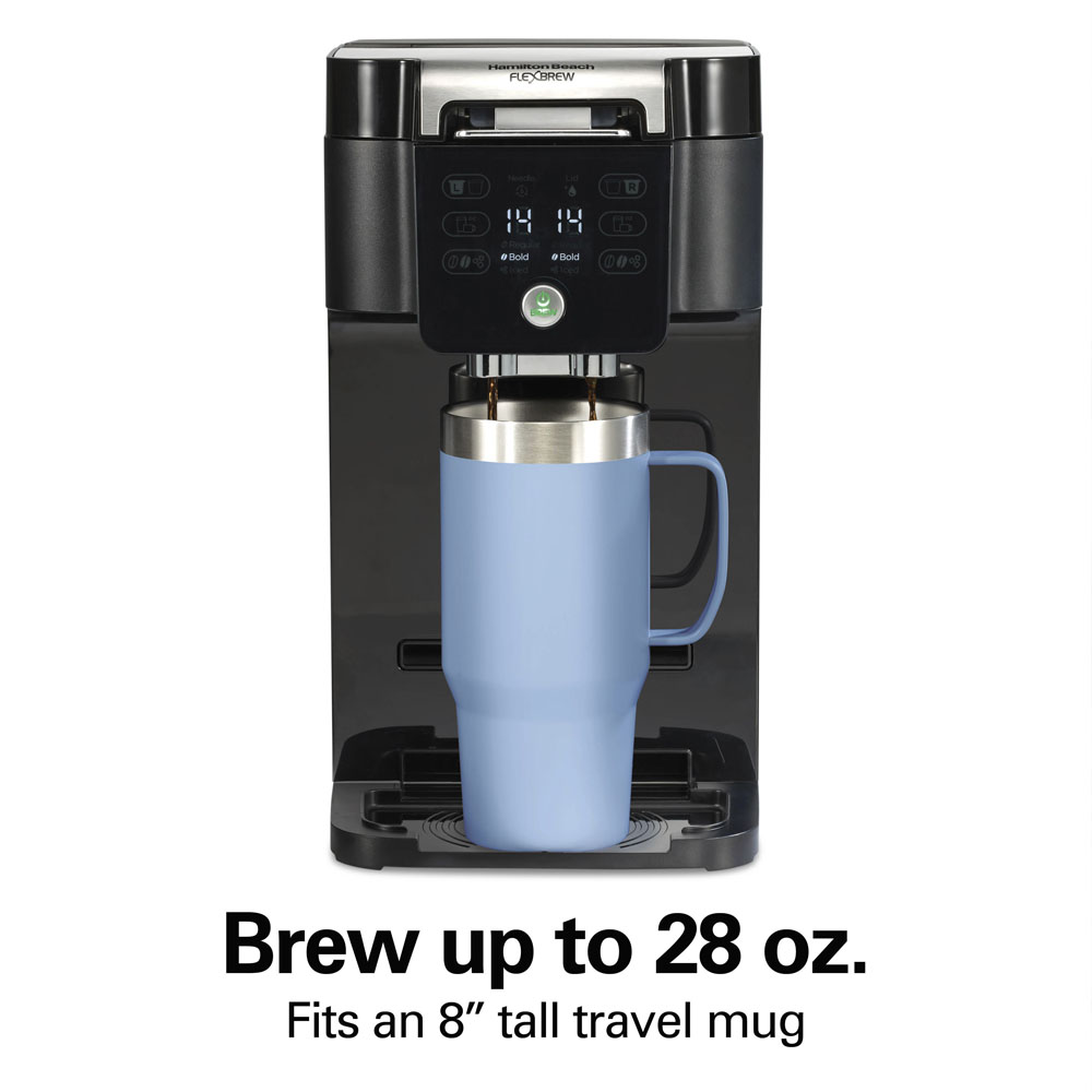 Brew up to 28 ounces and fits an 8 inch tall travel mug
