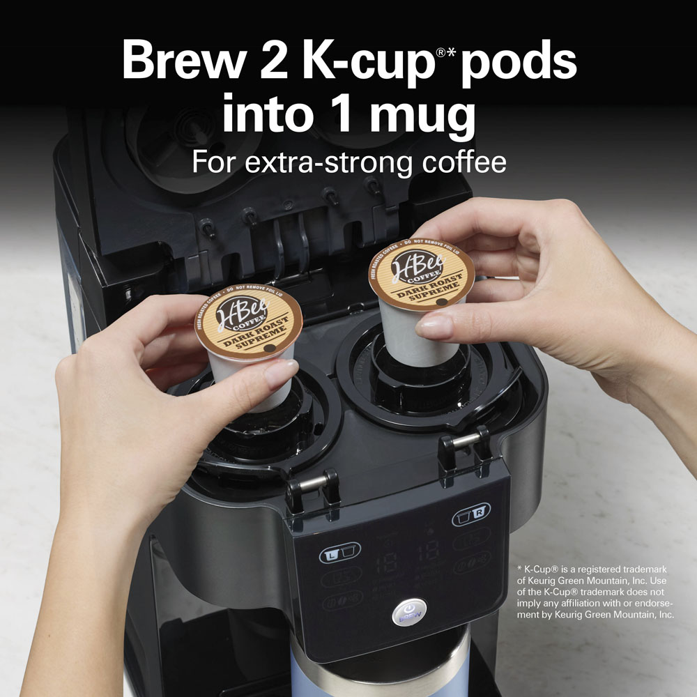 Brew 2 K-Cup pods into 1 mug for extra strong coffee