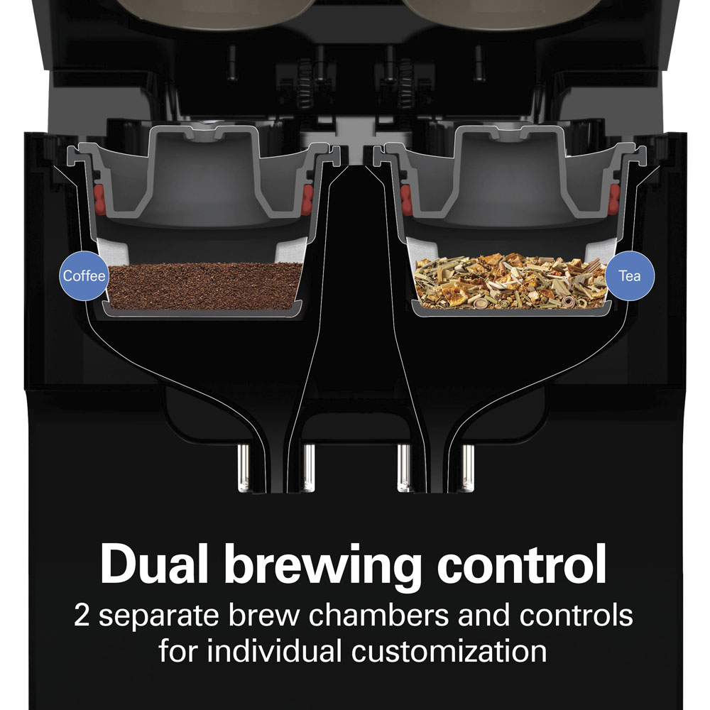 Dual brewing control, 2 separate brew chambers and controls for individual customization
