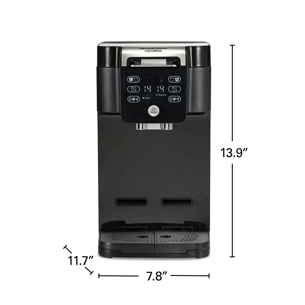 Coffee maker is 13.9 inches tall, 7.8 inches wide, and 11.7 inches deep
