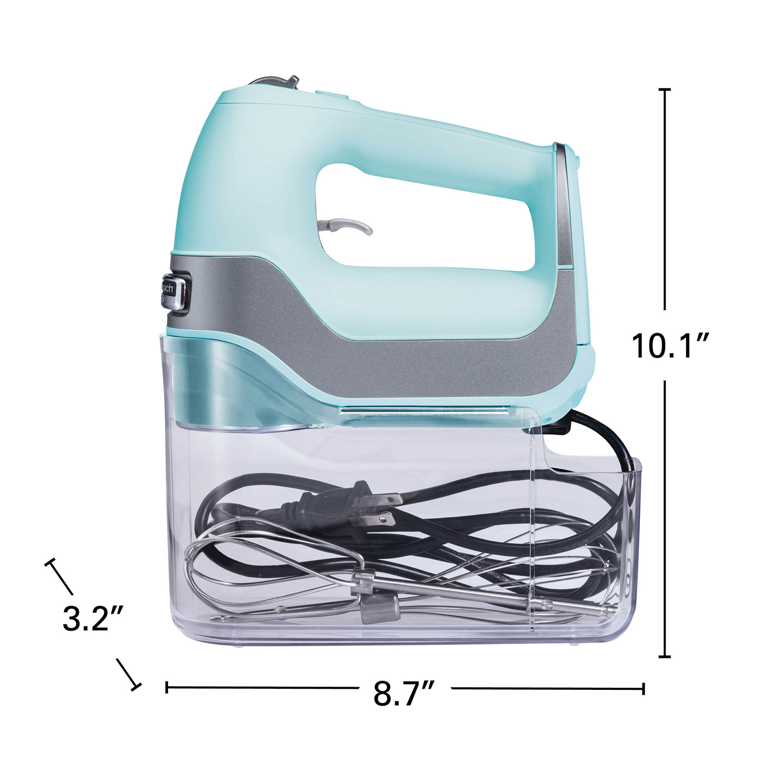 Hamilton Beach Professional 5-Speed Electric Hand Mixer with Snap-On  Storage Case, QuickBurst, Stainless Steel Twisted Wire Beaters and Whisk,  Mint