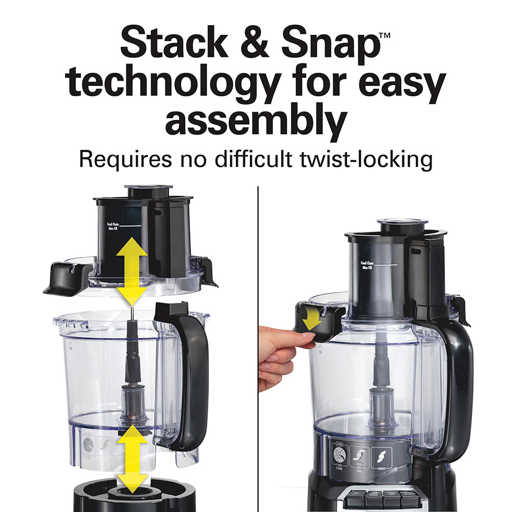 12-Cup Stack & Snap™ Food Processor, Black & Stainless