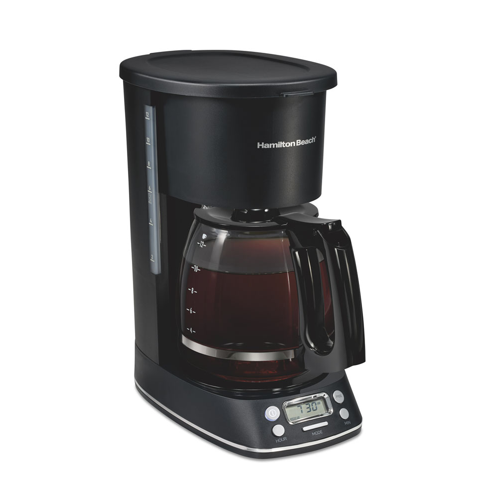 12 Cup Programmable Coffee Maker, Black with Chrome Accents (43690J)