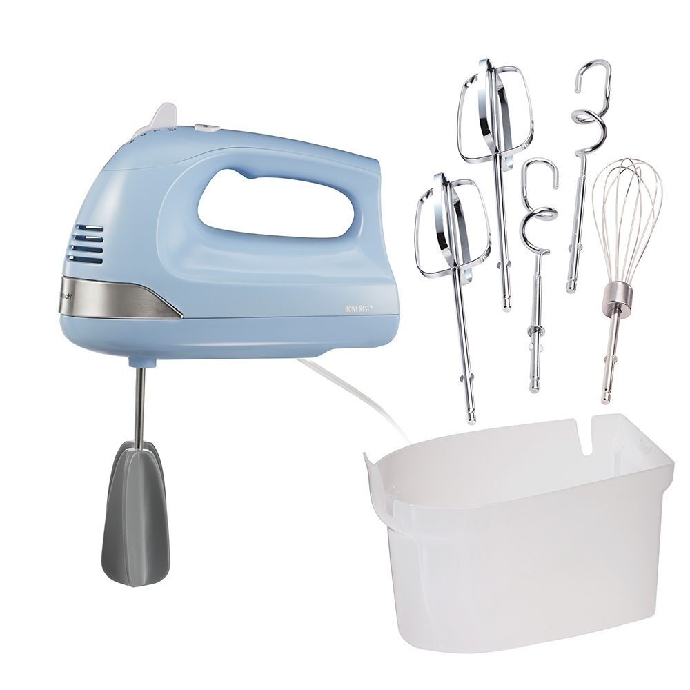 6 Speed Hand Mixer with Snap-On Case, Light Blue (62677)