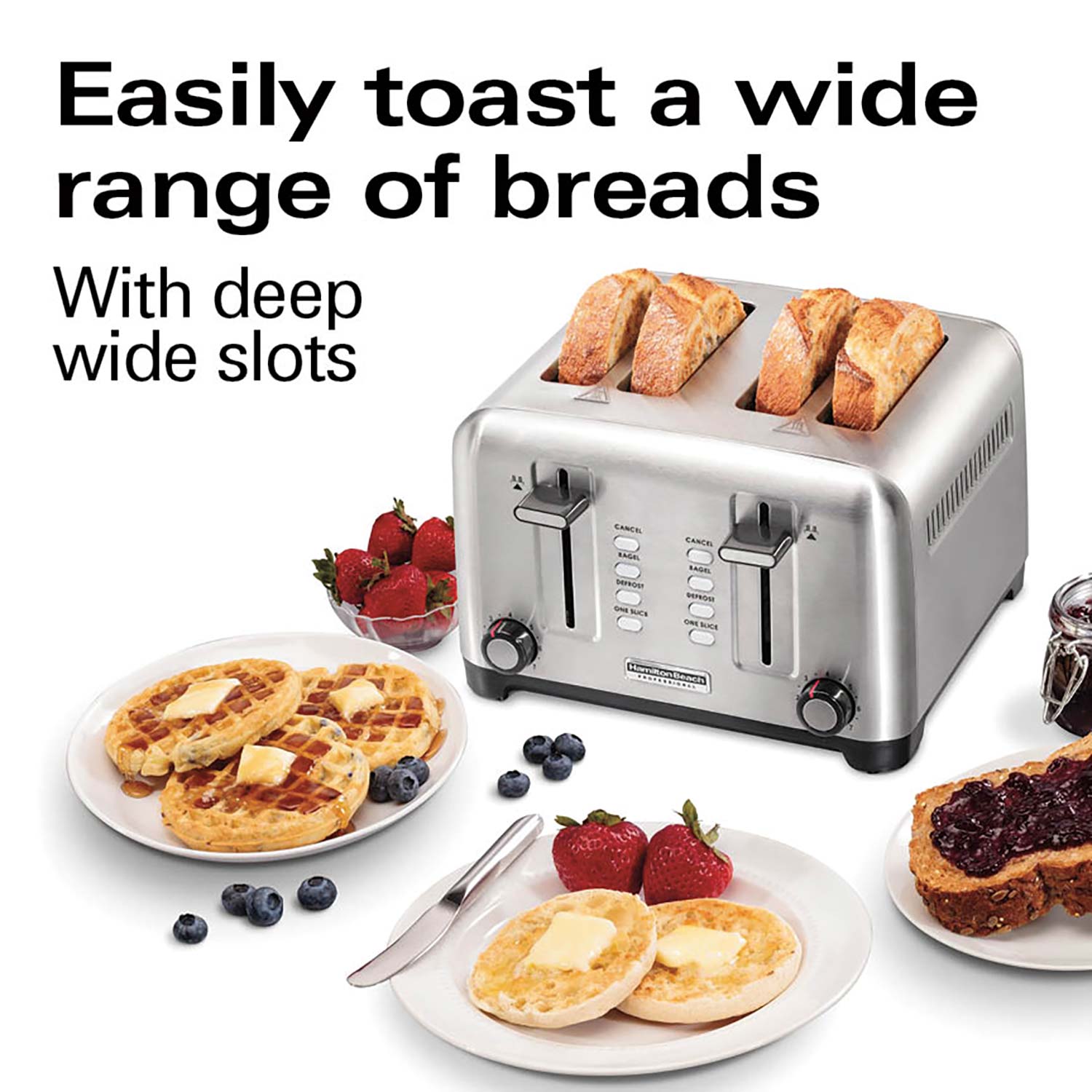 Hamilton Beach 4 Slice Long-Slot Toaster, Sure-Toast One-Slice Technology,  Slim Design, 24820 