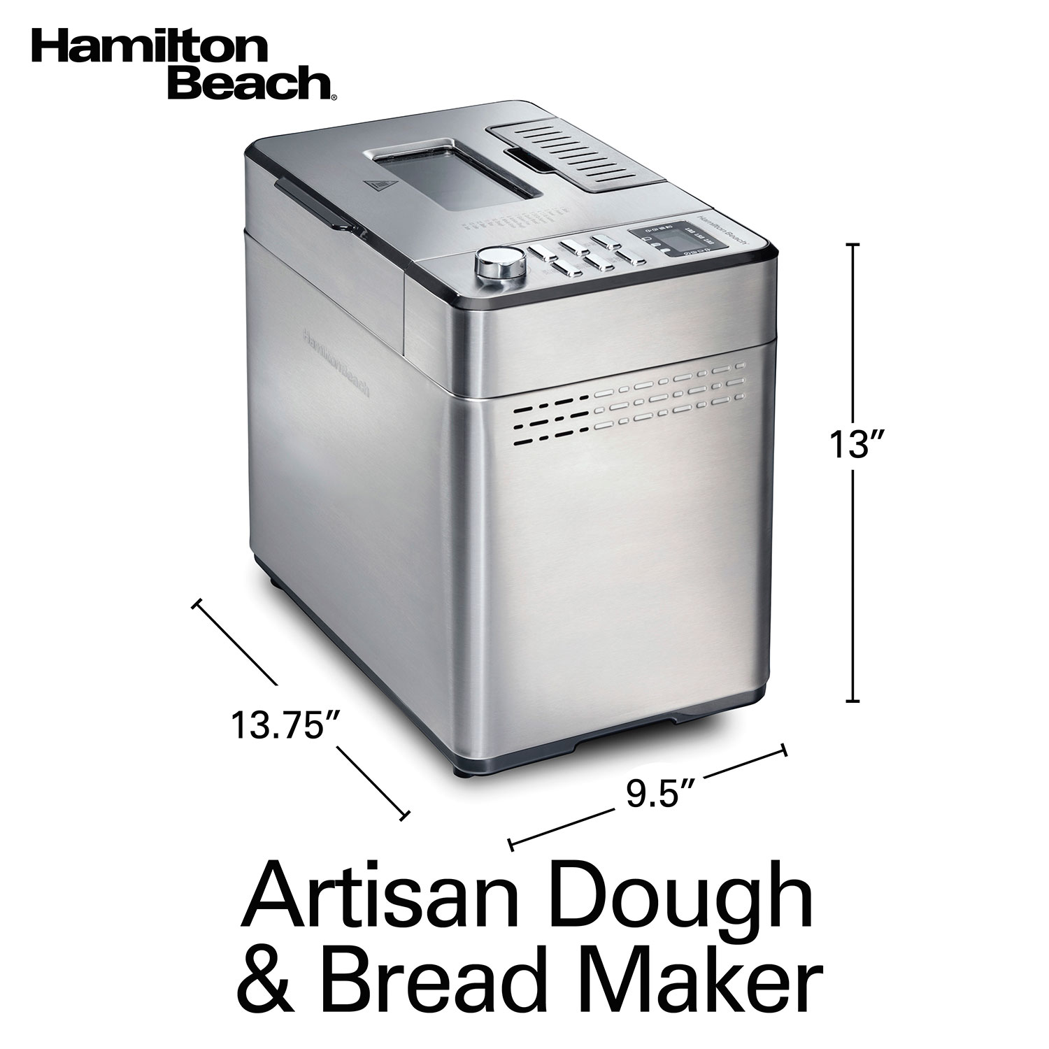  Hamilton Beach 29890 Premium Dough & Bread Maker Machine with  Auto Fruit and Nut Dispenser, 2 lb. Loaf Capacity, 21 Programmable Settings  Includes Gluten Free+Keto, Stainless Steel: Home & Kitchen