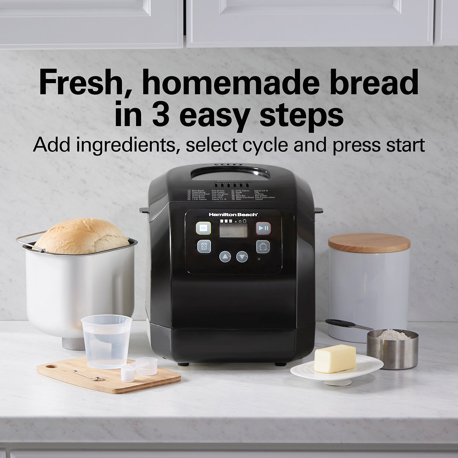  Hamilton Beach Bread Maker Machine, Digital, Programmable, 12  Settings + Gluten Free, Dishwasher Safe Pan + Kneading Paddle, 2 lb  Capacity, Black (29882): Bread Machines: Home & Kitchen