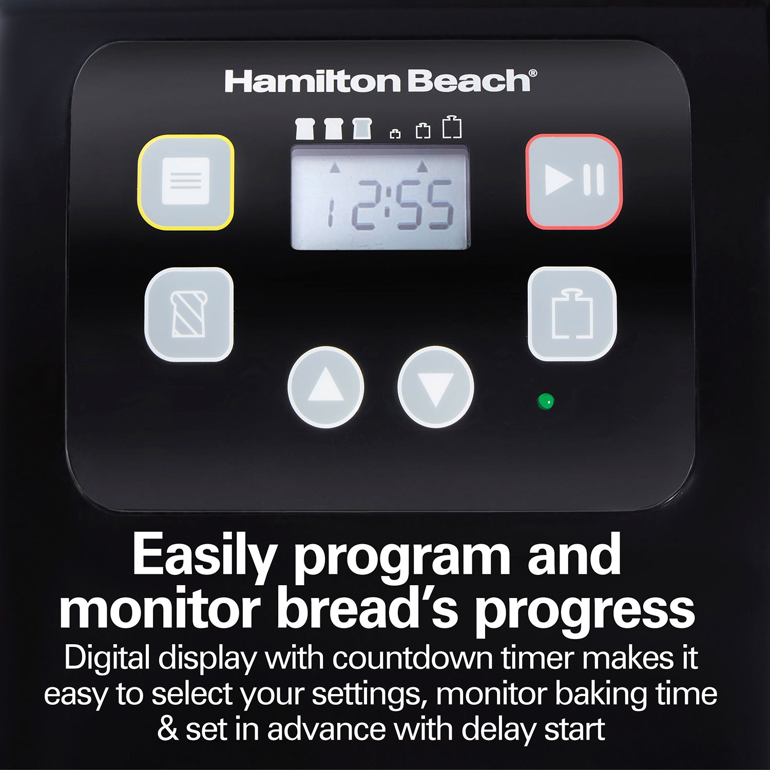 Hamilton Beach Bread Maker Machine, Digital, Programmable, 12 Settings +  Gluten Free, Dishwasher Safe Pan + Kneading Paddle, 2 lb Capacity, Black