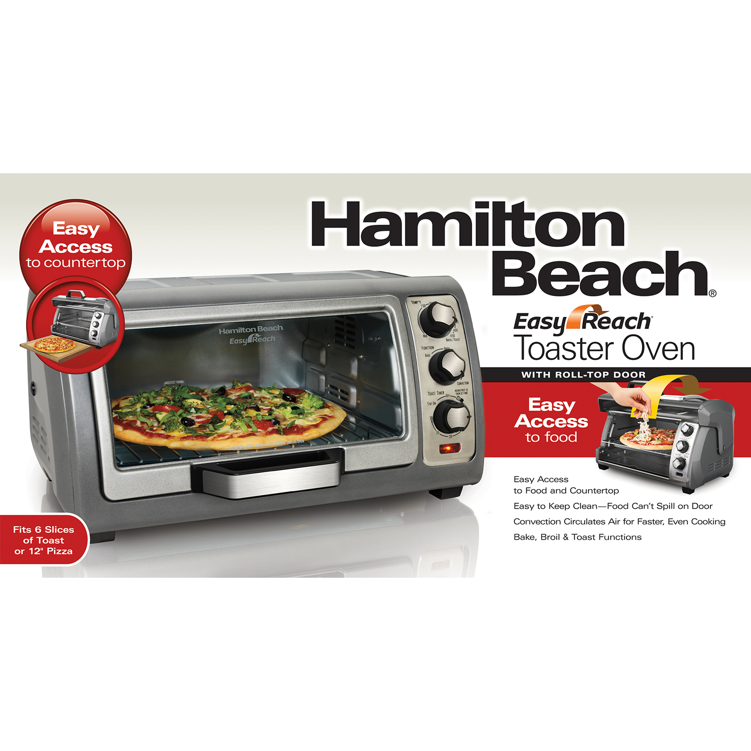 Hamilton Beach Easy Reach Toaster Oven with Roll-Top Door - 20124515