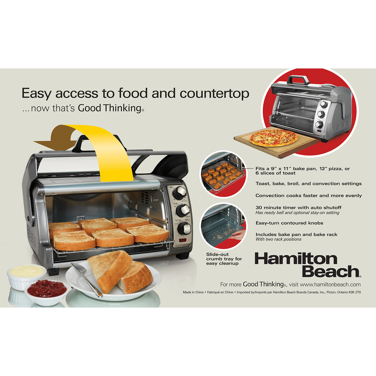 Hamilton Beach Easy Reach® Toaster Oven with Roll-Top Door - 31126D
