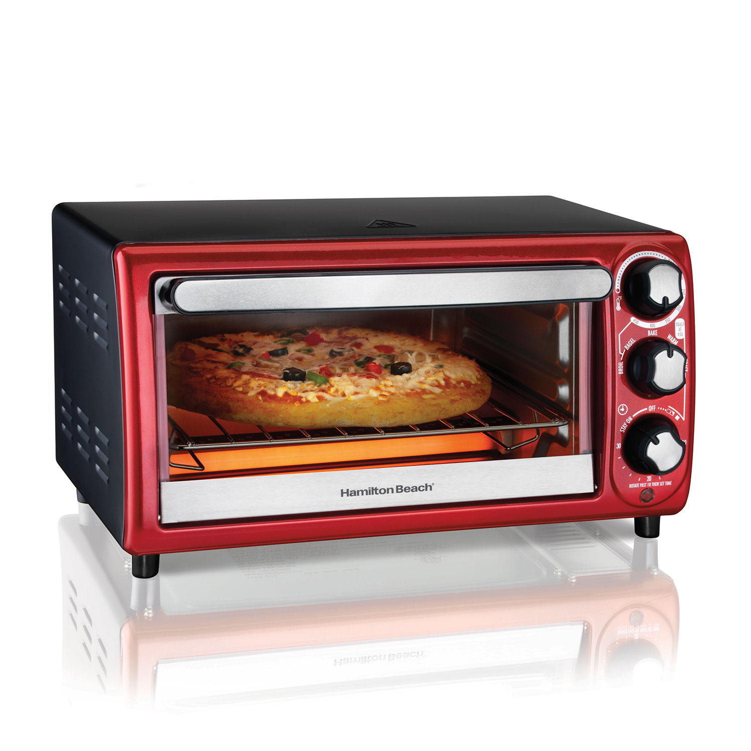 4 Slice Capacity Toaster Oven Red (31146)