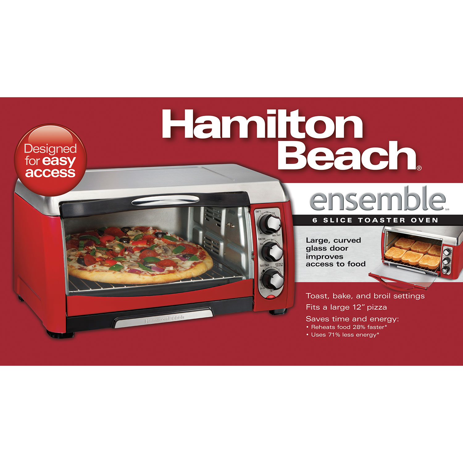 Hamilton Beach 31335 Ensemble 6-Slice Toaster Oven, Black