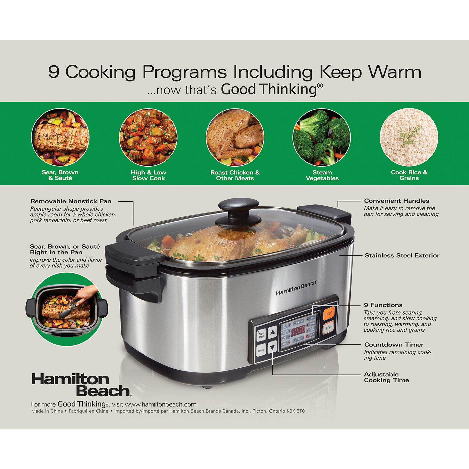 Hamilton Beach 6 Qt Pressure Cooker with Unique Steam Release Button True  Slow Cook Technology, Rice, Sauté, Egg and More, 10 Preset Programs  (34500)