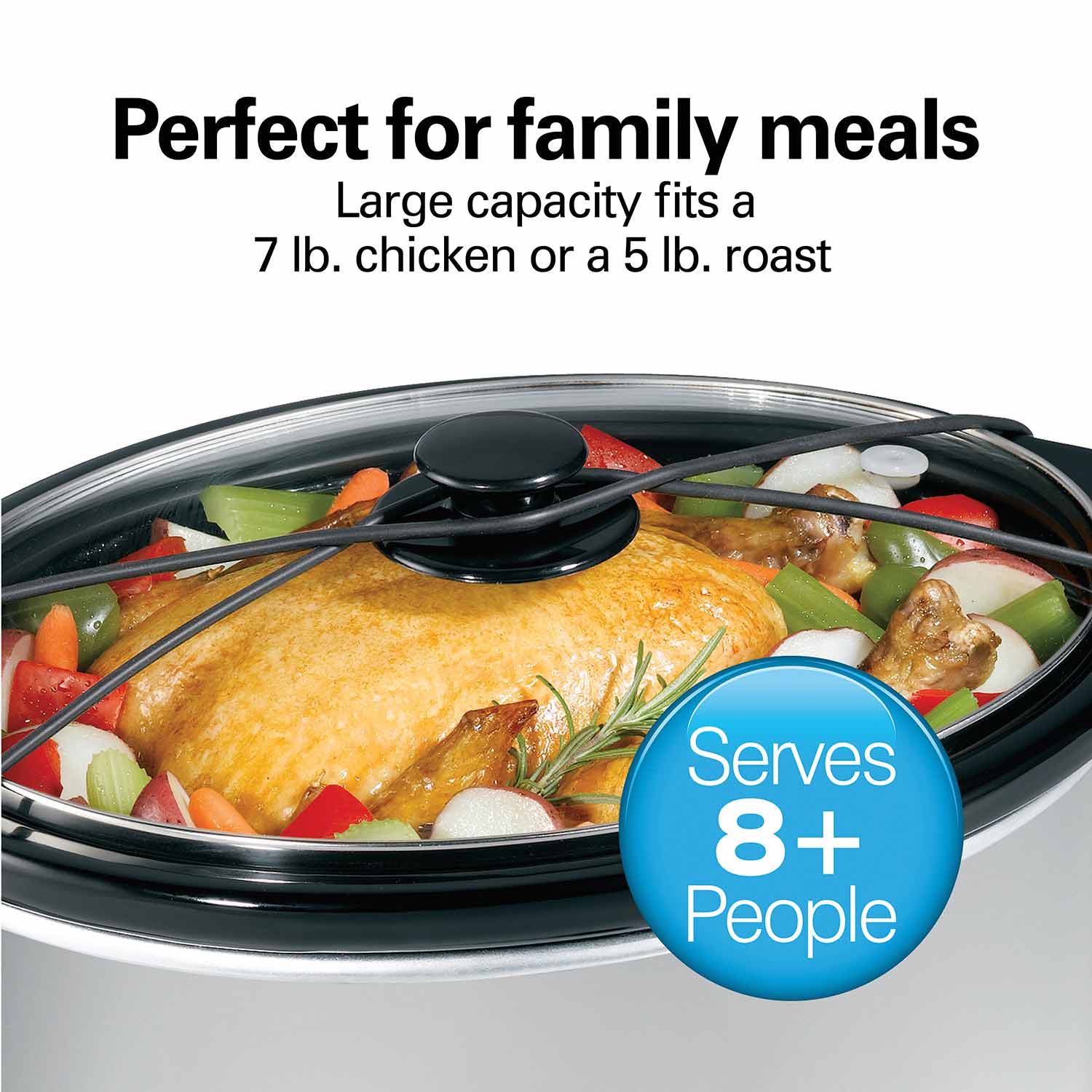 Hamilton Beach Slow Cooker, Extra Large 10 Quart, Black (33195) & Portable  7-Quart Programmable Slow Cooker With Lid Latch Strap for Easy Transport