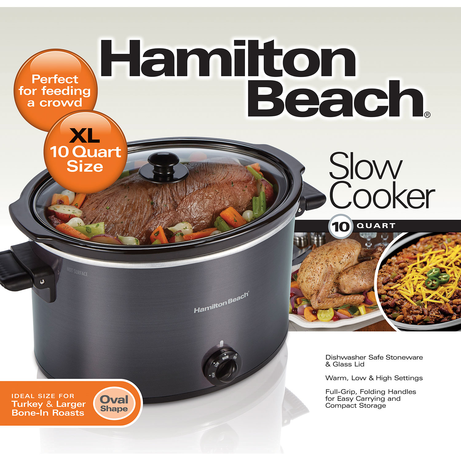 Hamilton Beach XL 10 QT Slow Cooker(model 33190) 