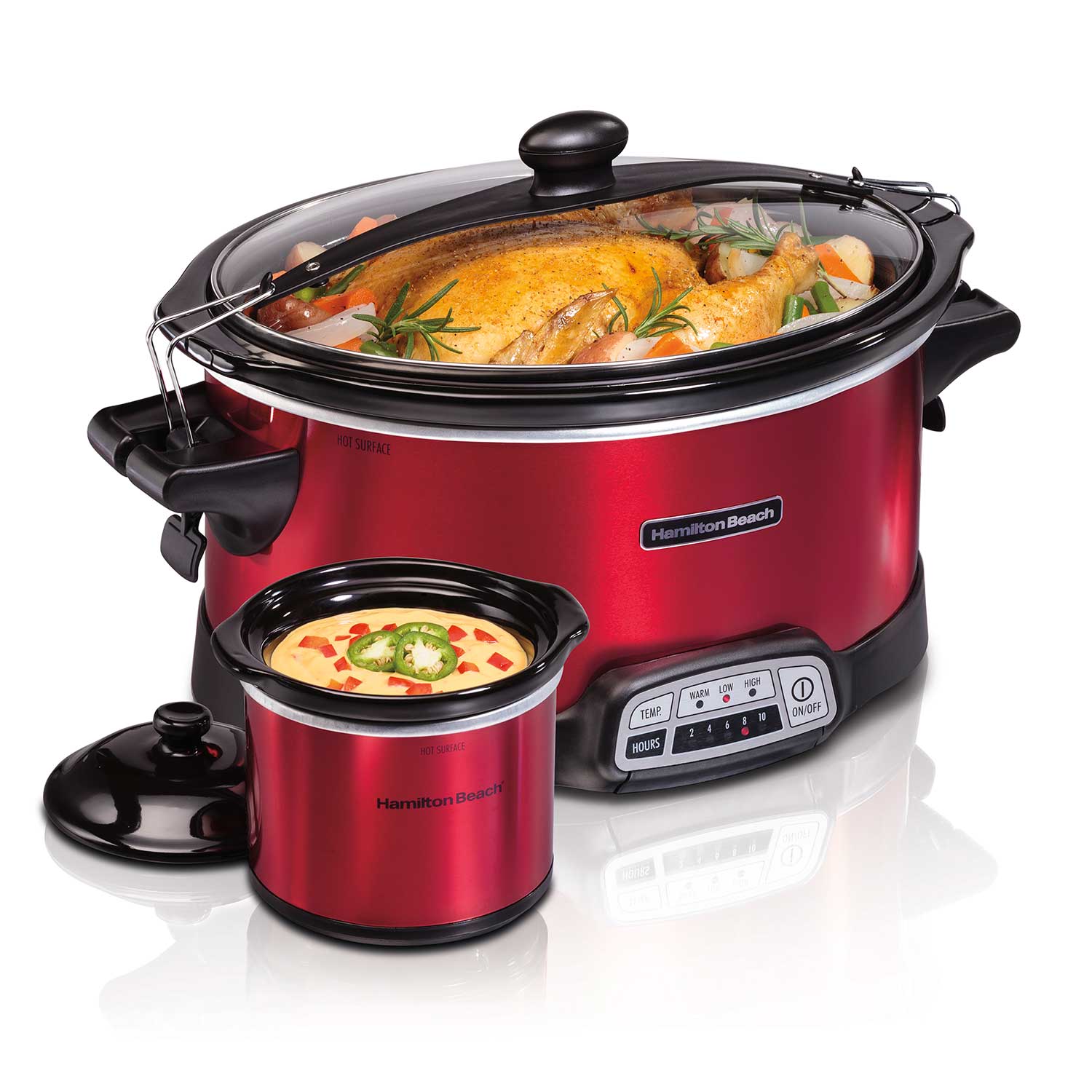 Stay or Go® Programmable Slow Cooker with Party Dipper, Red (33478)