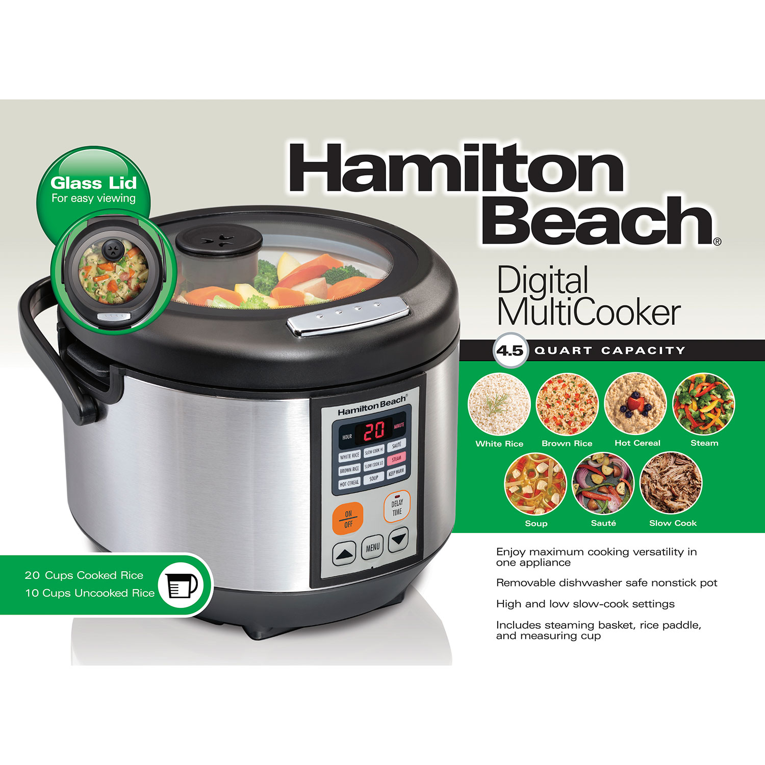 Hamilton Beach 4.5 Quart Digital Multi-Cooker - 37523 | HamiltonBeach.com