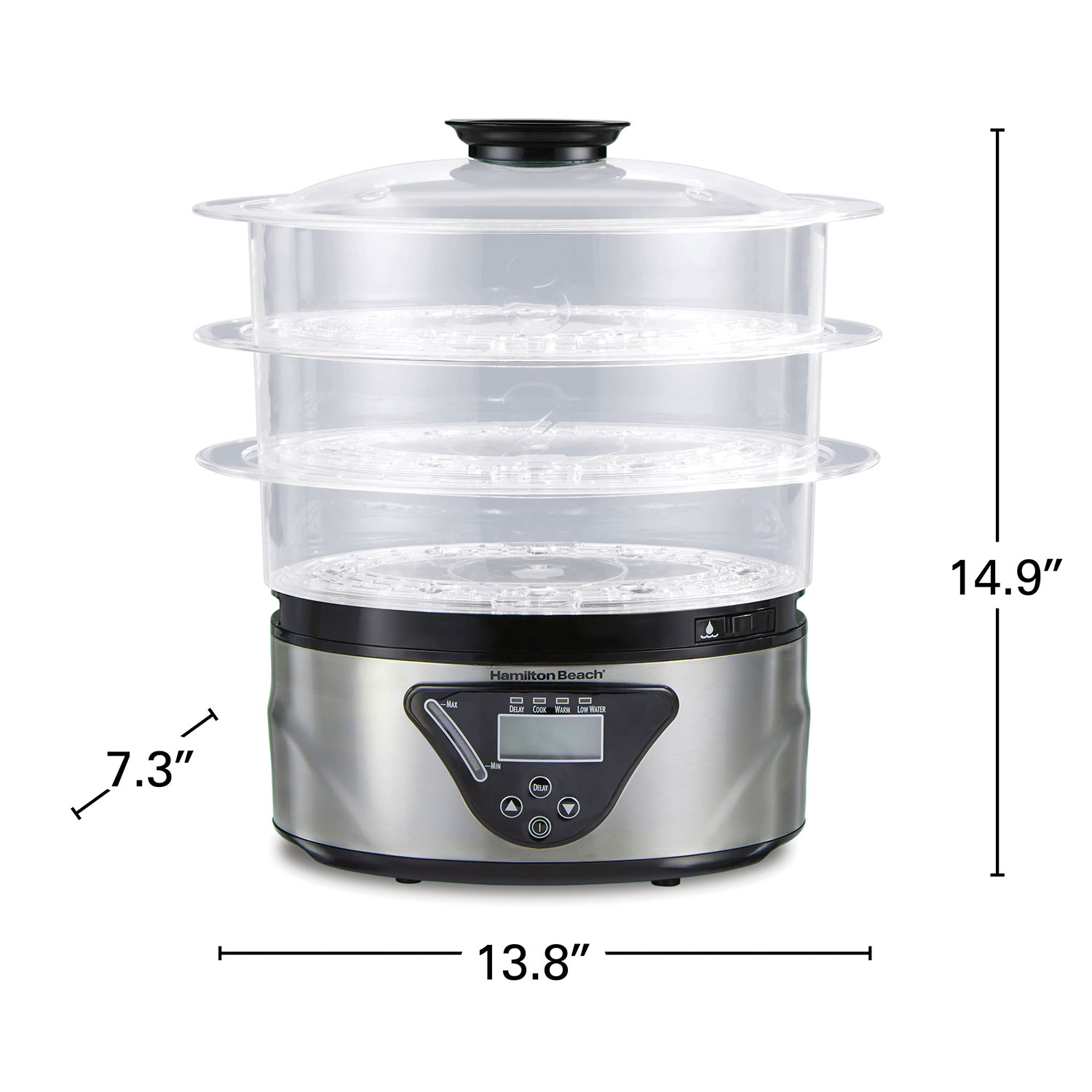 Black & Decker 775W 10L 3-Ply Food Steamer with Timer White