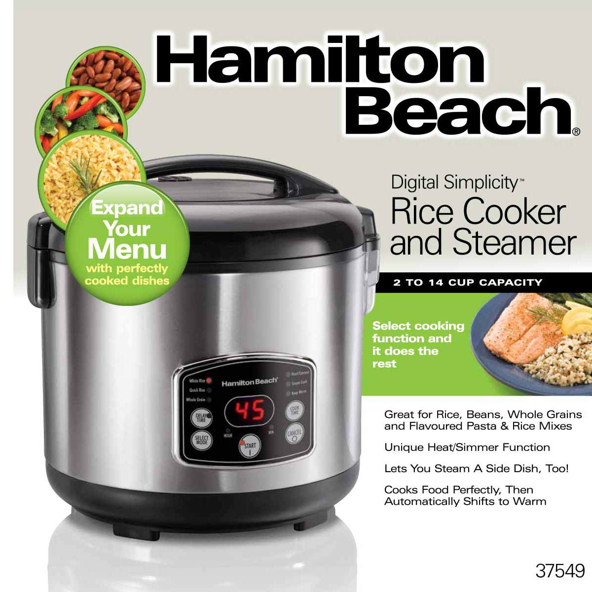 Digital Simplicity Rice Cooker Steamer 37549 Hamiltonbeach Com