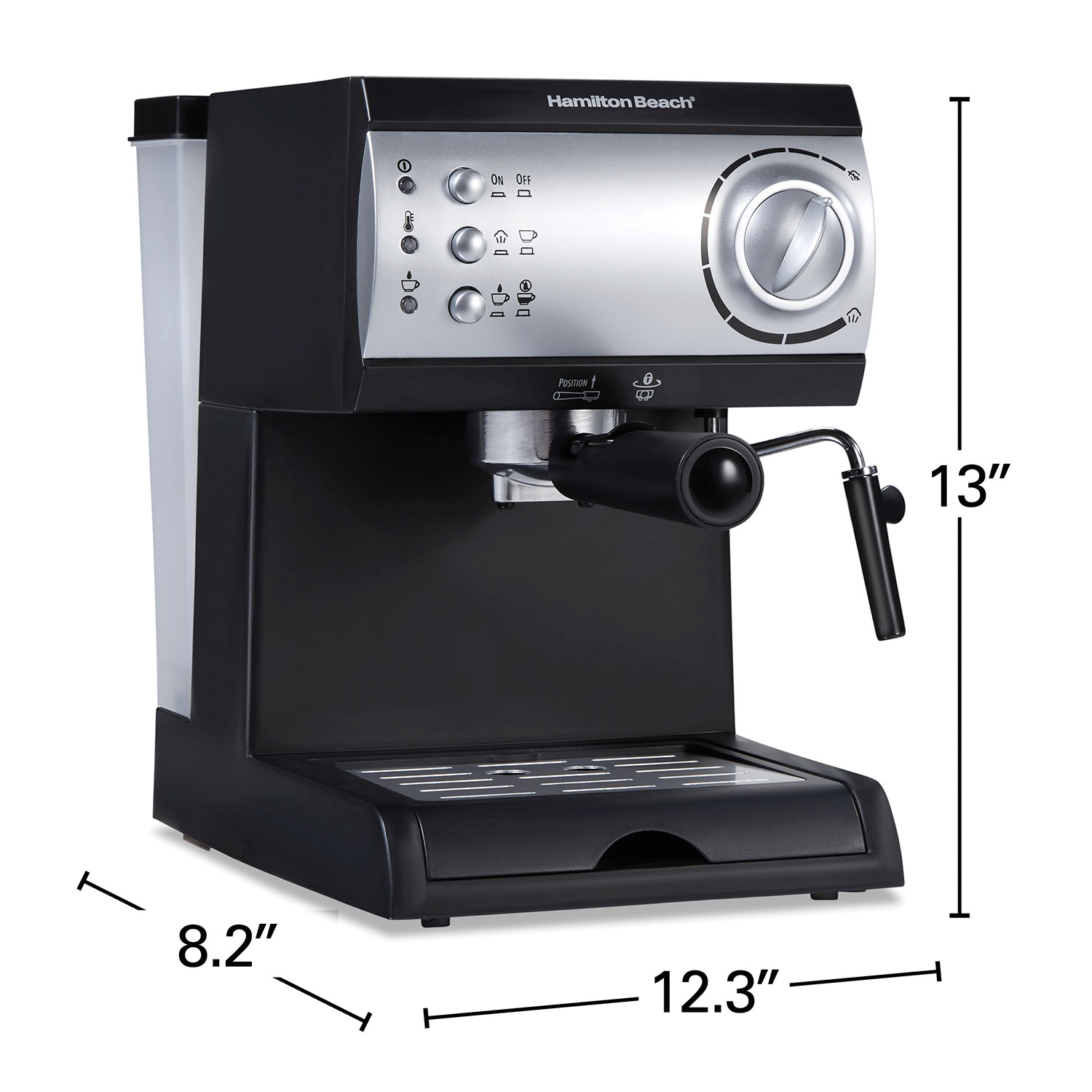 Hamilton Beach 15 Bar Espresso Machine, Cappuccino, Mocha, & Latte Maker,  with Milk Frother, Make 2 Cups Simultaneously, Works with Pods or Ground