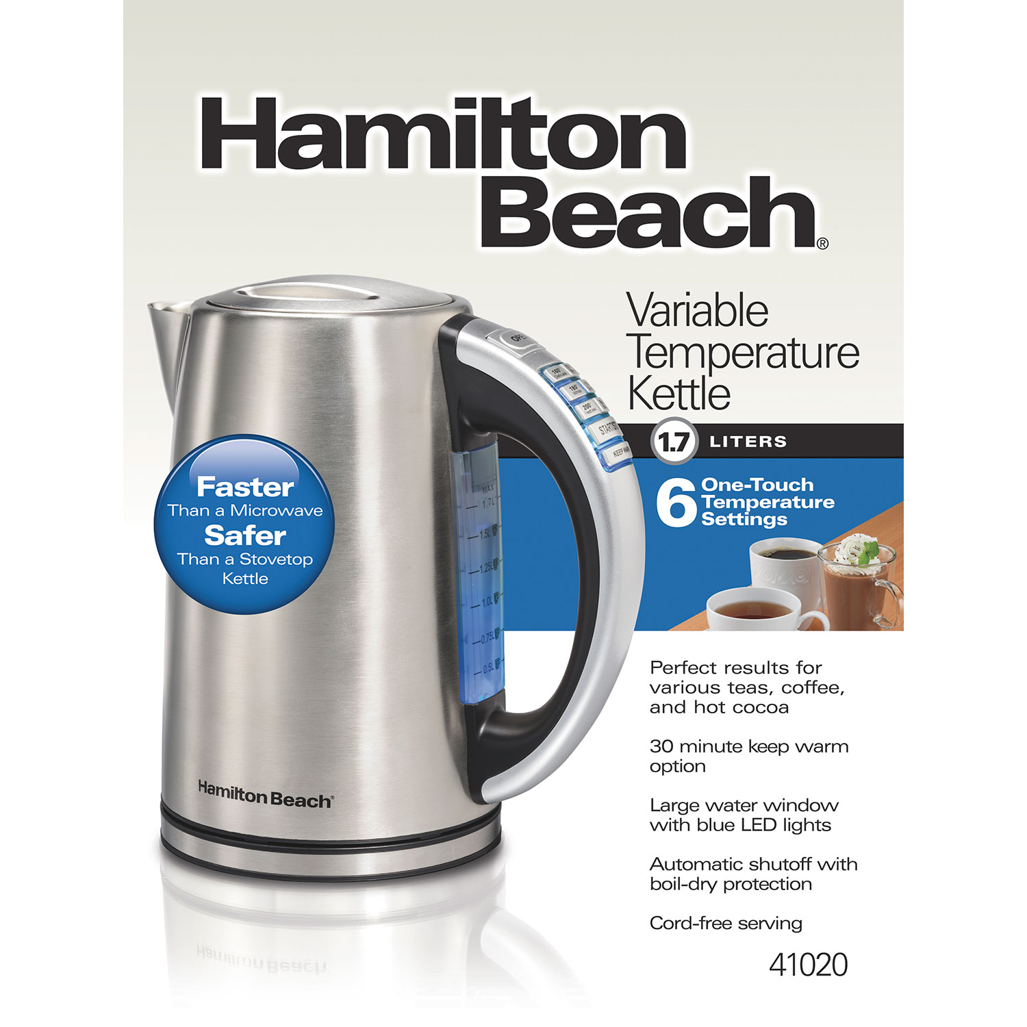Variable Temperature 1.7 Liter Kettle - 41020 | HamiltonBeach.com